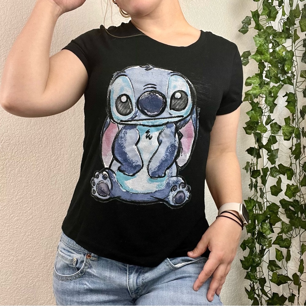 Black Lilo and Stitch Disney Tee Shirt - Picture 2 of 9
